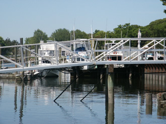 Cantilevered 7' wide pier section 3 feet past the bend.