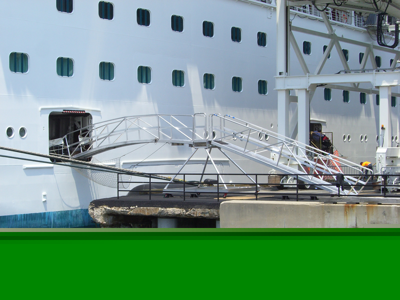 Crown Princess crew boarding system docked at the Brooklyn Cruise Terminal, Pier 12.