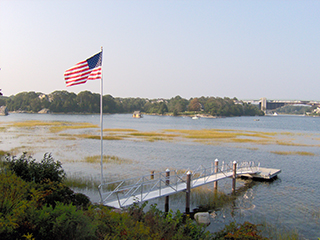 Fifty foot aluminum pier with a forty foot aluminum gangway attached.