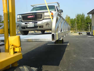 Truck on aluminum gangway