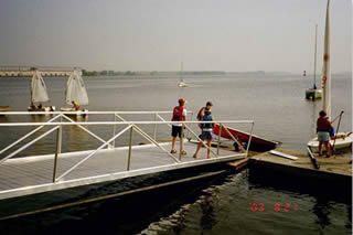 Taking out a small boat on submerged aluminum ramp