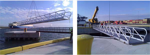 Gangway aluminum gangway at Dundalk Marine Terminal Baltimore Maryland